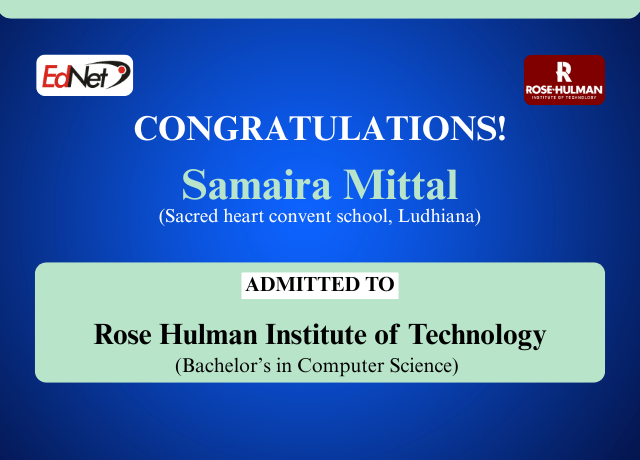 Congratulations Samaira Mittal
