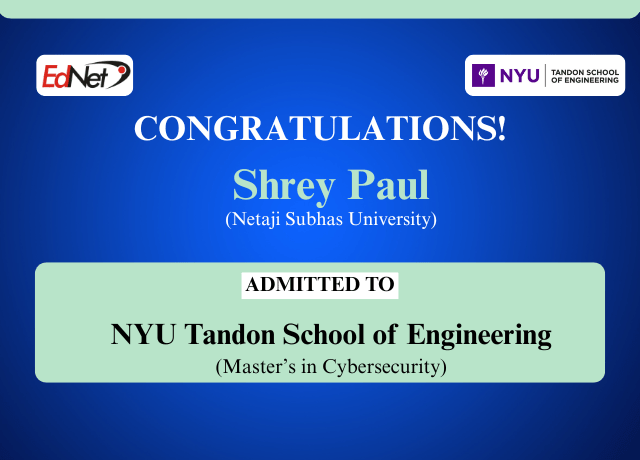 Congratulations Shrey Paul!